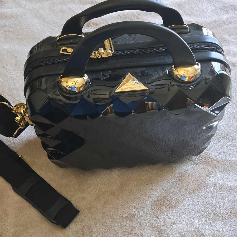 Triforce Glossy Black Structured Travel Case with Gold Accents